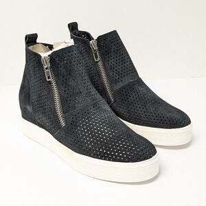 Steve Madden Wedgie Boots, Black Suede, Womens 8.5 M
